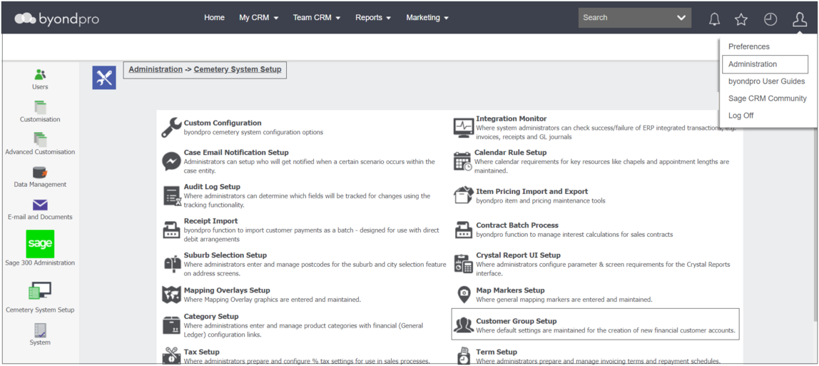 Customer Group Setup