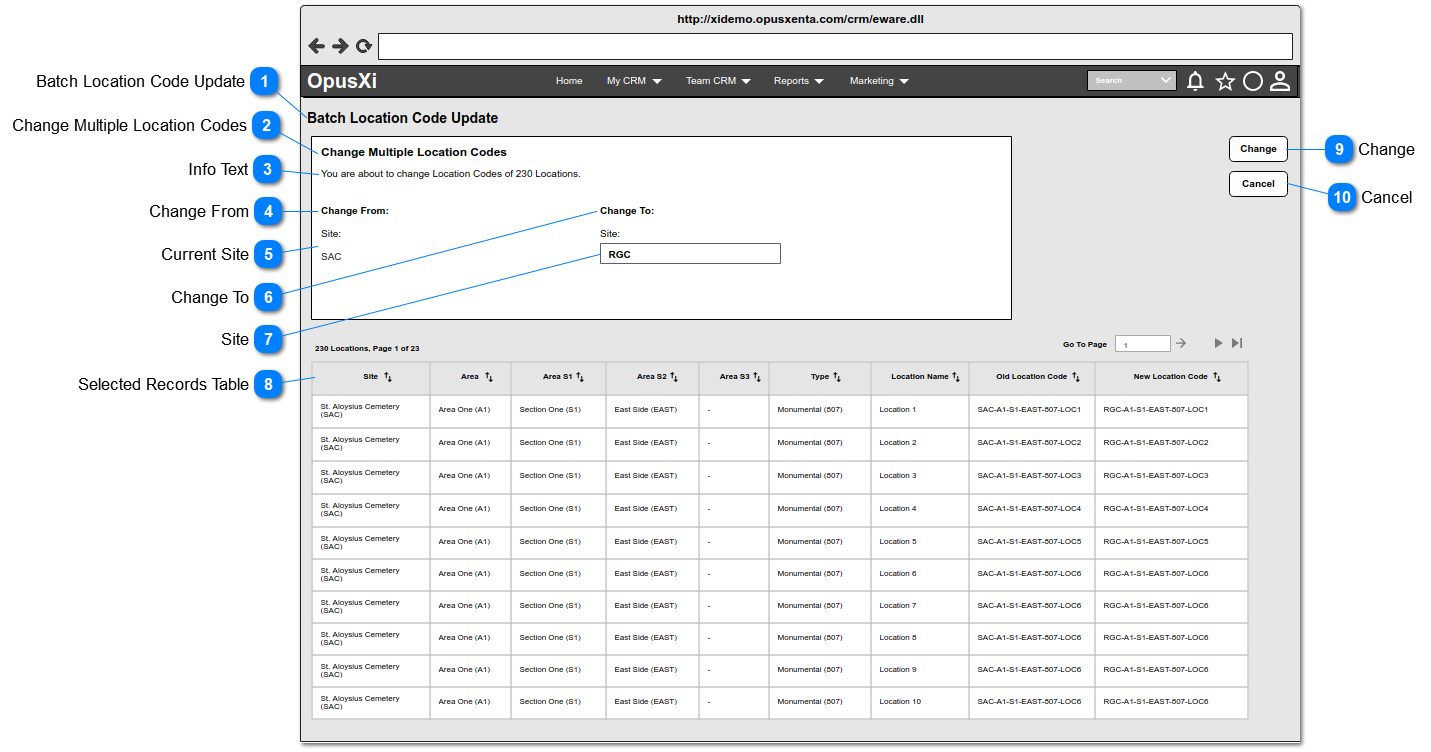 Change Multiple Location Codes