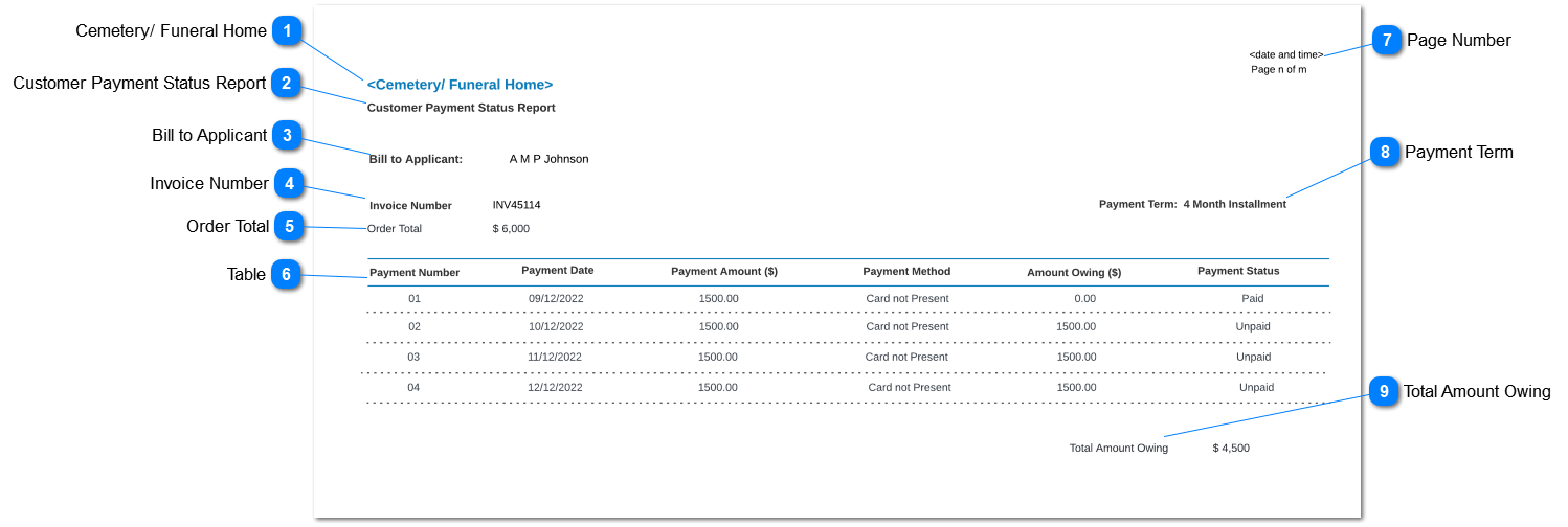 Customer Payment Status Report