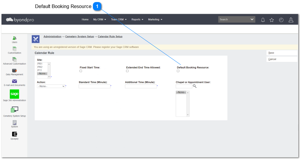 Default Booking Resource