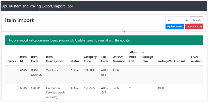 Import Items