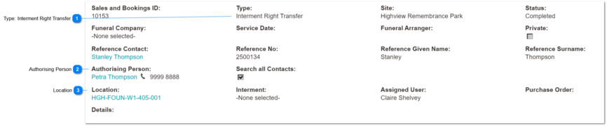 Interment Right Transfer
