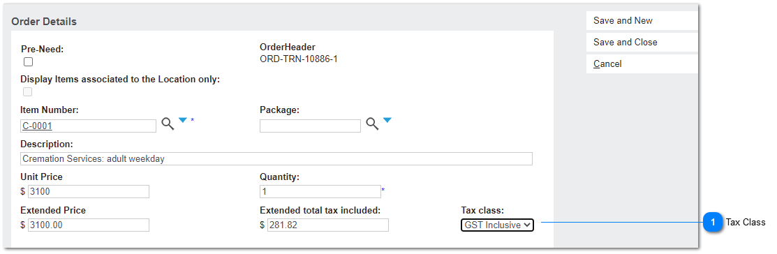 Order Details: Enforce Tax Class