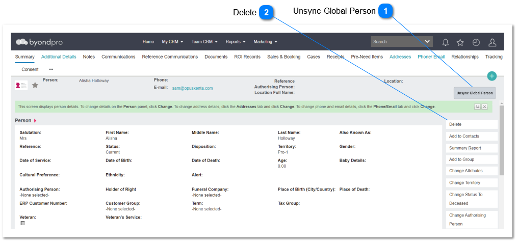 Person - Unsync Button