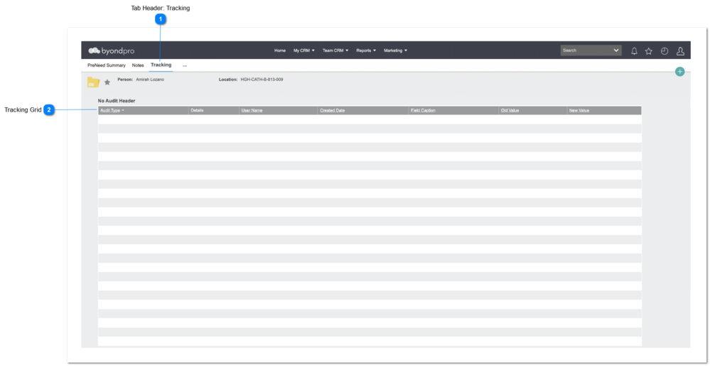 Pre-Need: Audit Tracking