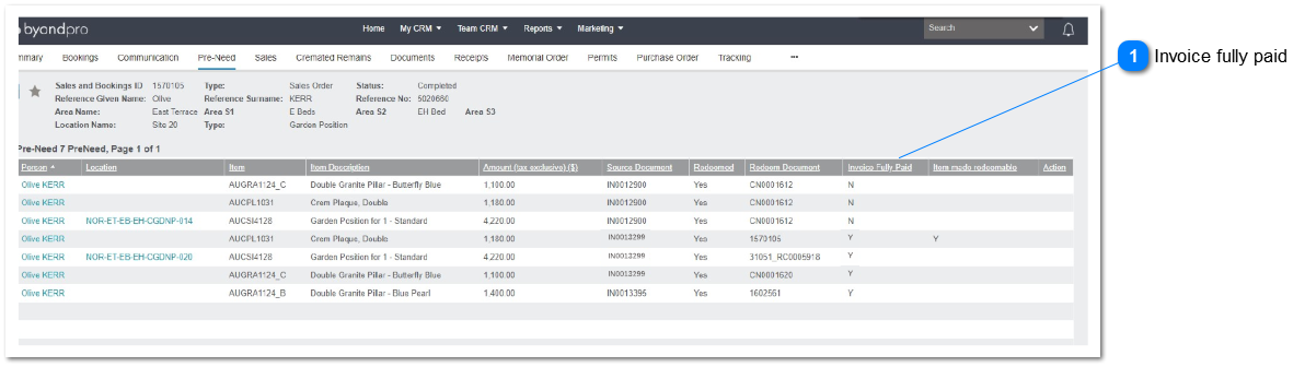 Pre-Need: Invoice Fully Paid