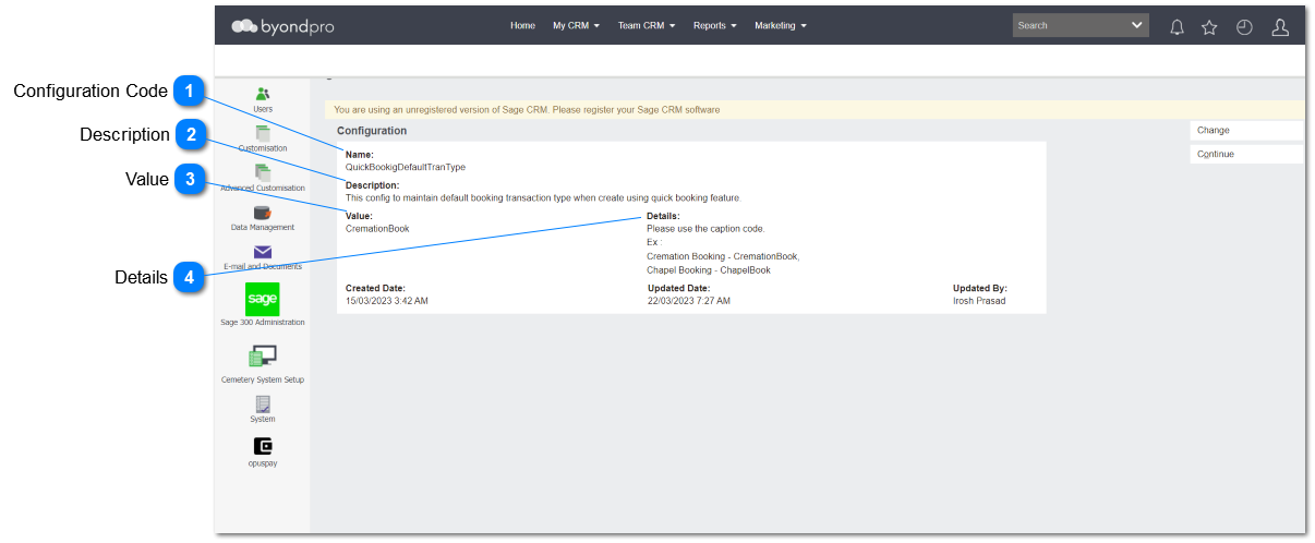 Quick Booking Default Transaction Type