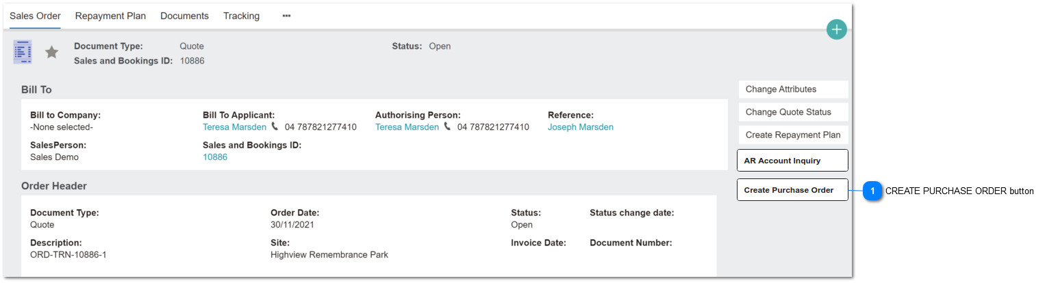 Sales Order: Create PO button