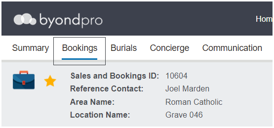 Bookings Tab