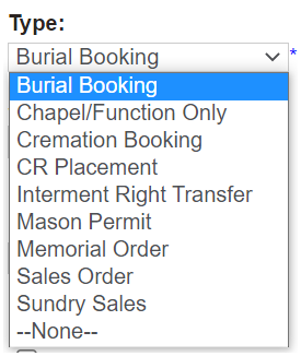 Creating a Burial Booking