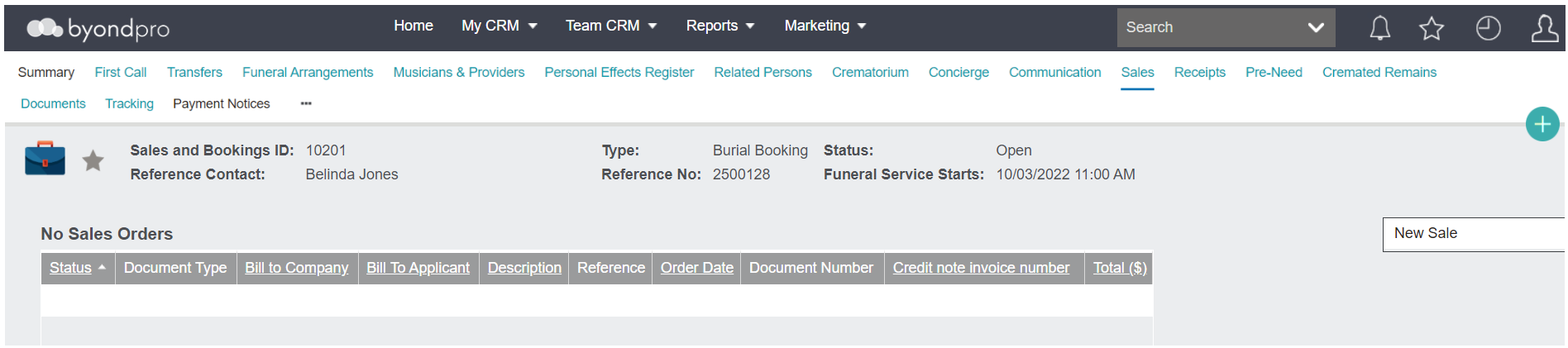 Creating a Sales Order