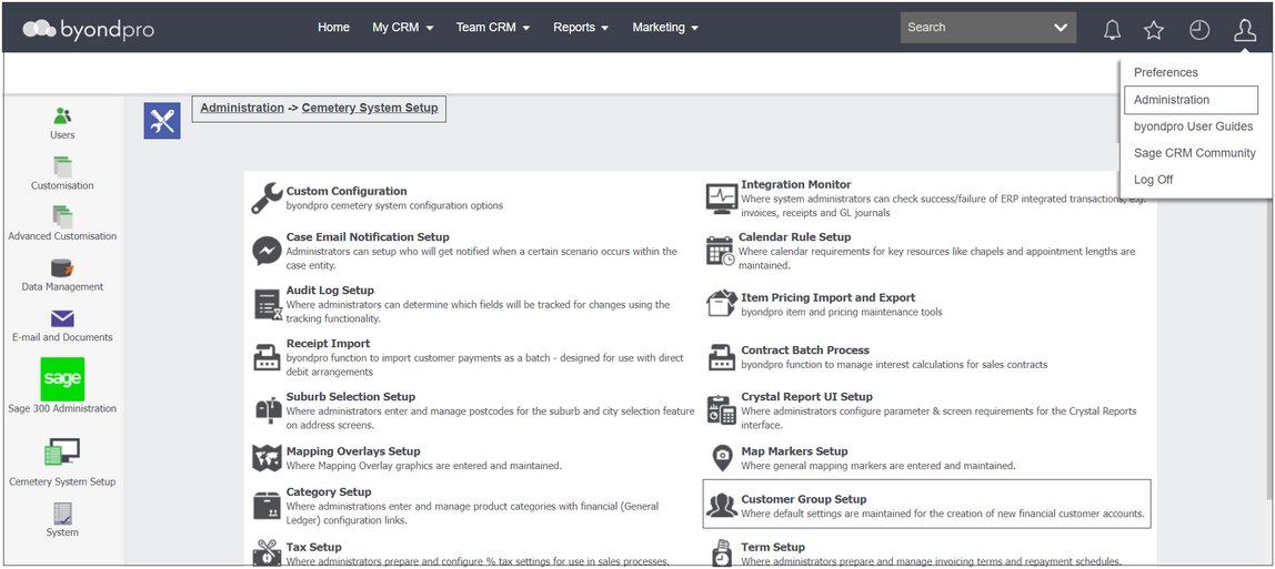 Customer Group Setup