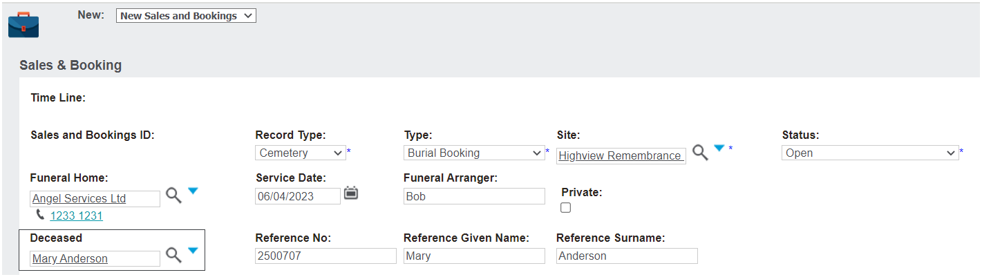Deceased / Reference Field