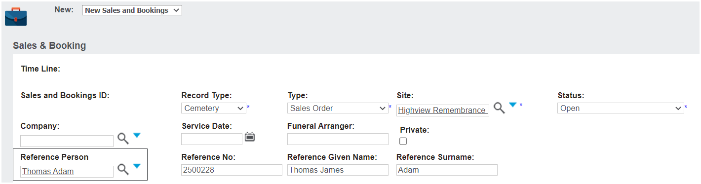 Deceased / Reference Field