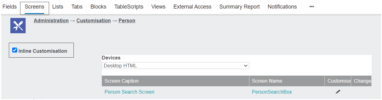 Inline Customisation / Field Changes