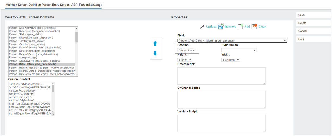 Inline Customisation / Field Changes