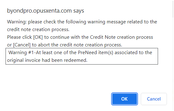 Pre-need Credit Note Where Items Have Been Redeemed – Review General Ledger Entries