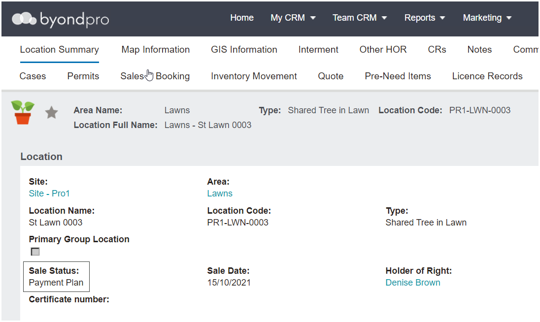 Sales Status on Payment Plans